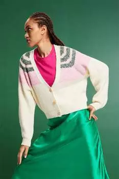 Кардиган с пуговицами и дизайном колор-блок Esprit, зеленый