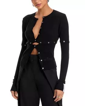 Кардиган с пуговицами и круглым вырезом rokh, черный