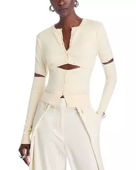 Кардиган с пуговицами и круглым вырезом rokh, слоновая кость/кремовый