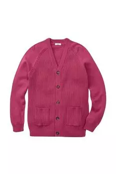 Кардиган с пуговицами спереди в рубчик из хлопка Cotton Traders, розовый