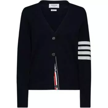 Кардиган с пуговицами в технике интарсии «имбирное печенье» THOM BROWNE, Marine Blue