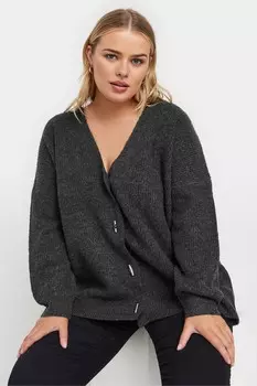Кардиган с пуговицами Yours Curve, серый