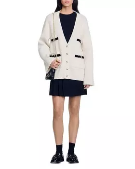 Кардиган с расклешенными рукавами Sandro Martie, слоновая кость/кремовый