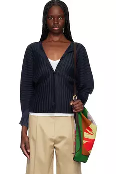 Кардиган с ребристыми складками February Pleats Please Issey Miyake, синий