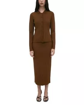 Кардиган с рубчиками и застежкой на пуговицах Rosetta Getty, коричневый