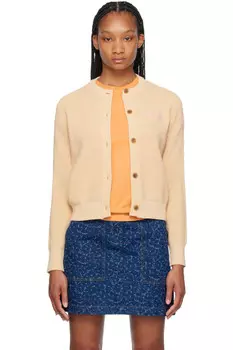 Кардиган с ручной вышивкой Maison Kitsun, желтый