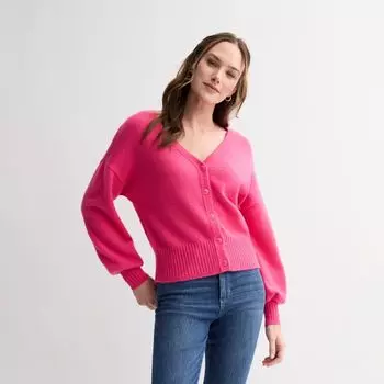 Кардиган с рукавами-фонариками и пуговицами спереди Sonoma Goods For Life, цвет pink theme