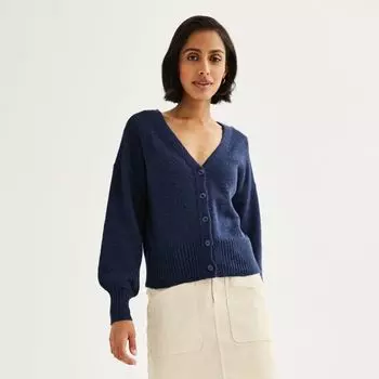 Кардиган с рукавами-фонариками и пуговицами спереди Sonoma Goods For Life, цвет velocity blue