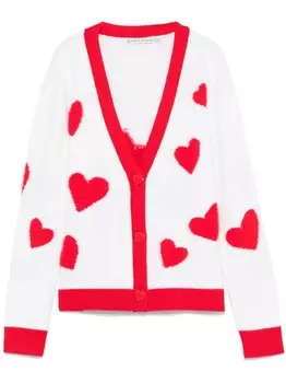 Кардиган с сердечками Alice + olivia, белый