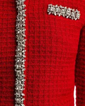 Кардиган с текстурированной вязкой и отделкой Self-Portrait, красный