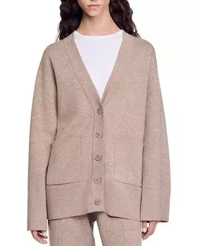 Кардиган с украшением Sandro Vaddy, коричневый/бежевый