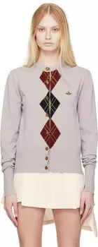 Кардиган с узором «аргайл» серо-коричневого цвета Vivienne Westwood