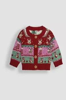 Кардиган с узором «Фейри Айл» от «Festive Friends» Jojo Maman Bb, красный