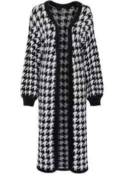 Кардиган с узором «гусиные лапки» Rainbow, черный