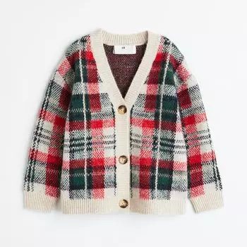 Кардиган с узором H&M Plaid, красный