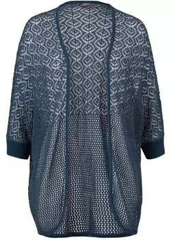 Кардиган с узором и рукавами «летучая мышь» рукава 3/4 Bpc Bonprix Collection, синий