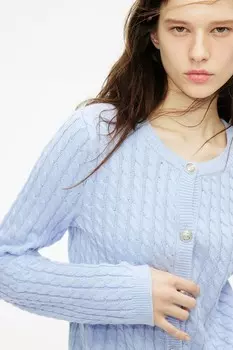 Кардиган с узором «косы» H&M, голубой