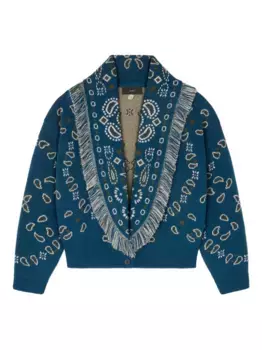 Кардиган с узором пейсли и бахромой Alanui, синий