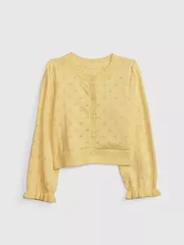 Кардиган с узором «пуэнтель» Gap, цвет canary yellow