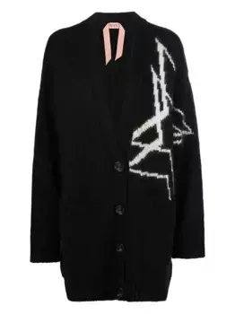 Кардиган с узором вязки Intarsia N21, черный