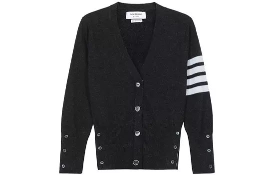Кардиган с V-образным вырезом и 4 планками THOM BROWNE, темно-серый