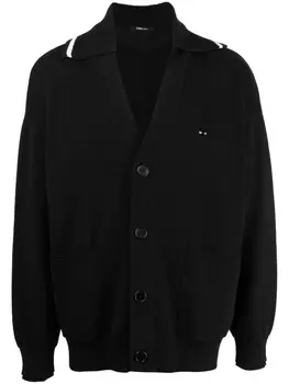 Кардиган с V-образным вырезом и логотипом ZZERO BY SONGZIO, черный