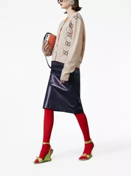Кардиган с V-образным вырезом и логотипом GG Gucci, бежевый