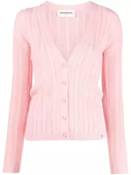 Кардиган с V-образным вырезом и логотипом Sonia Rykiel, розовый