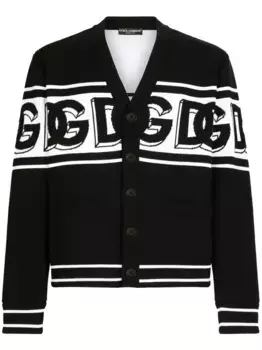 Кардиган с V-образным вырезом и логотипом DOLCE & GABBANA, черный