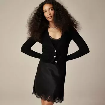 Кардиган с V-образным вырезом из смеси тенселя и лиоцелла J.Crew, черный