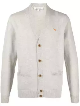 Кардиган с V-образным вырезом Maison Kitsun, серый