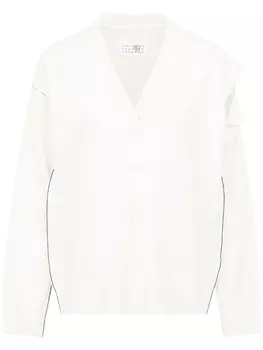 Кардиган с V-образным вырезом MM6 Maison Margiela, белый