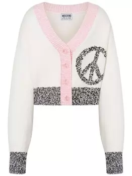 Кардиган с V-образным вырезом MOSCHINO JEANS, белый
