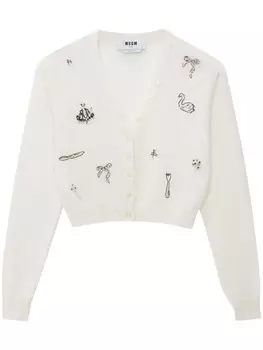 Кардиган с V-образным вырезом MSGM, белый