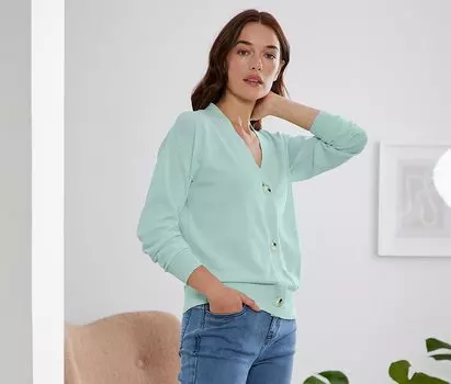 Кардиган с V-образным вырезом Tchibo, мятный