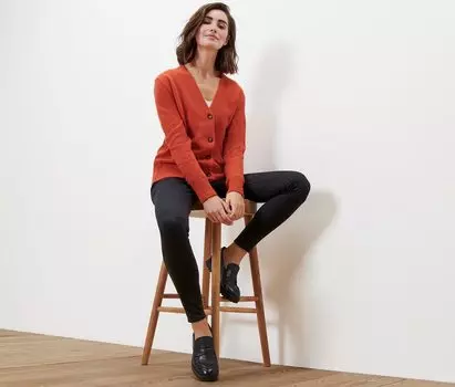 Кардиган с V-образным вырезом Tchibo, оранжевый