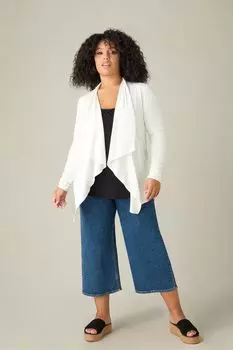 Кардиган с водопадом из джерси Curve Petite Petite Live Unlimited, белый