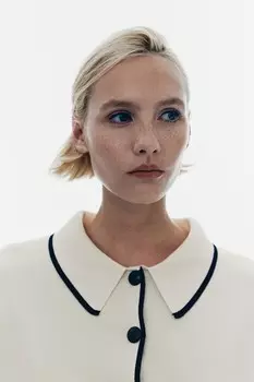 Кардиган с воротником H&M, бежевый