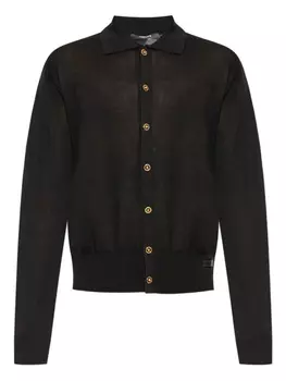 Кардиган с воротником-поло и пуговицами Versace, черный