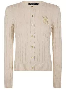 Кардиган с вышитым логотипом Lauren Ralph Lauren, нейтральный цвет