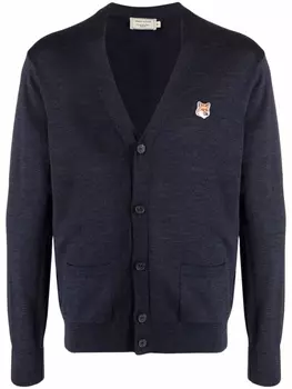Кардиган с вышитым логотипом Maison Kitsun, синий