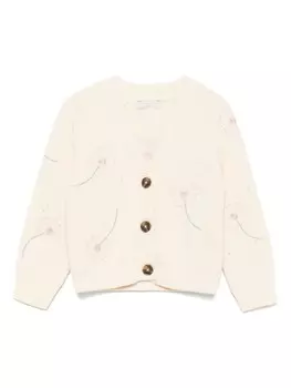 Кардиган с вышитым мотивом Stella McCartney Kids, нейтральный цвет