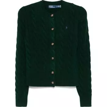 Кардиган с вышитым пони узором «косички» Polo Ralph Lauren, зеленый