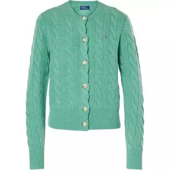 Кардиган с вышитым пони-узором, связанный косами Polo Ralph Lauren, зеленый