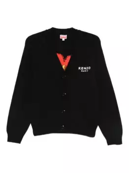 Кардиган с вышитыми пуговицами и логотипом Boke Flower KENZO, черный