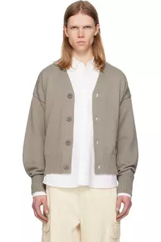 Кардиган с вышивкой из хлопковой ваты 'ami' Ami Paris, цвет ash