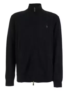 Кардиган с высоким воротником и вышивкой POLO RALPH LAUREN, черный