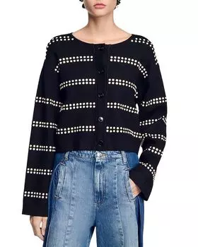 Кардиган с заклепками Sandro, черный