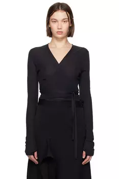 Кардиган с запахом Lemaire, черный