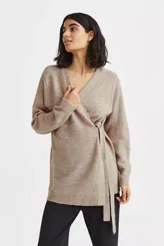 Кардиган с запахом MAMA Before &amp; After H&amp;M, бежевый меланж